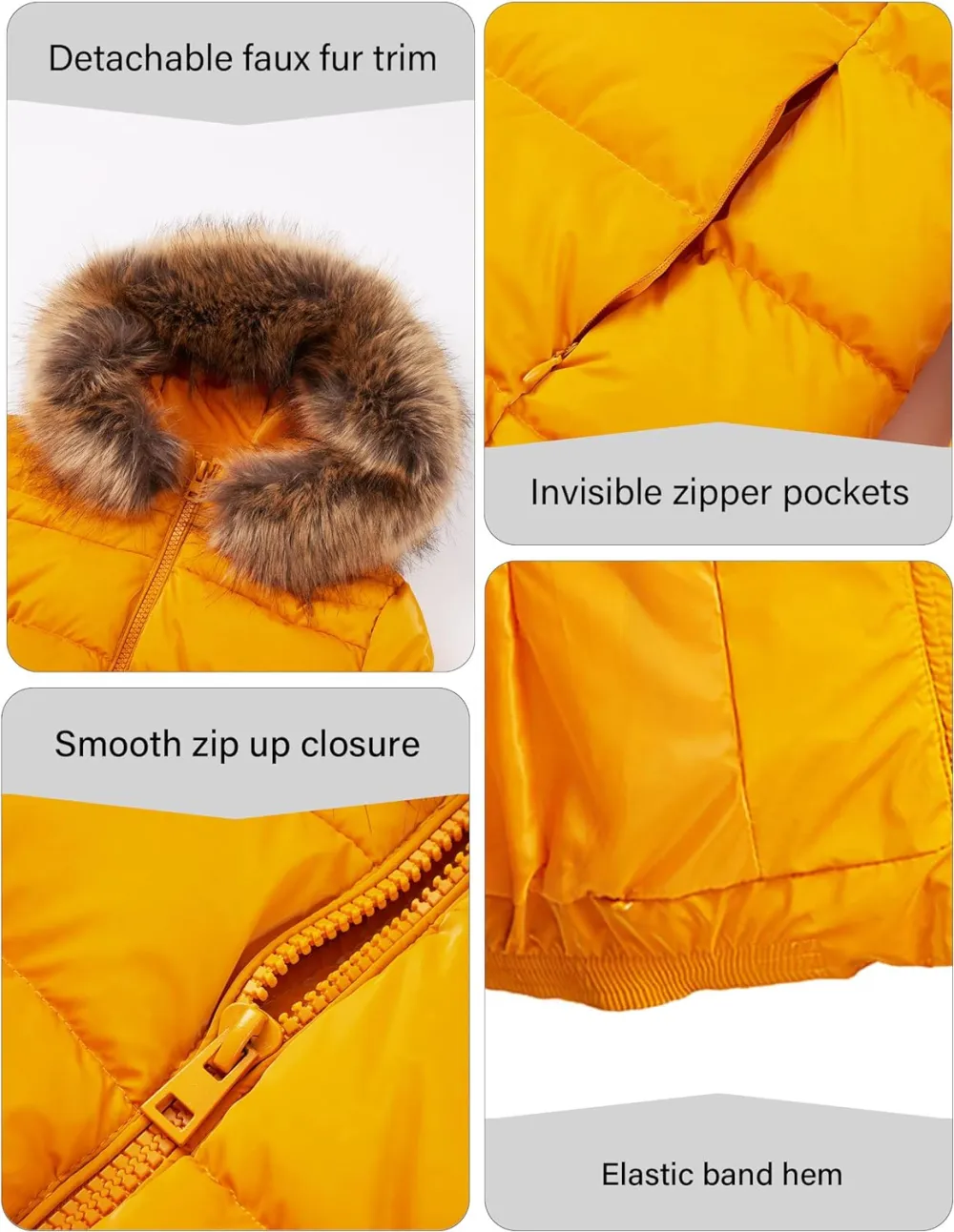 Womens Lightweight Puffer Jacket, Winter Coats for Women Warm Quilted Bubble Padded Hood Coat with Faux Fur Collar