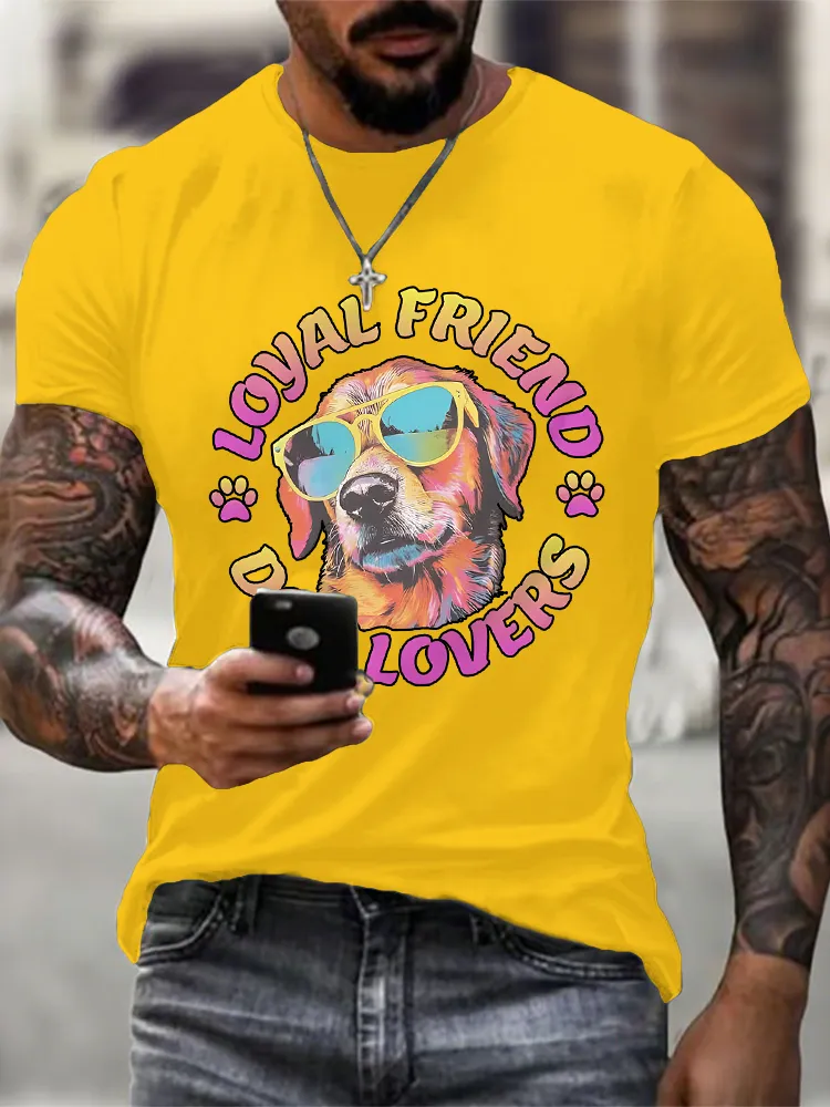 Men'S Round-Neck Short-Sleeved T-Shirt Loyal Friend Dog Lovers Prints