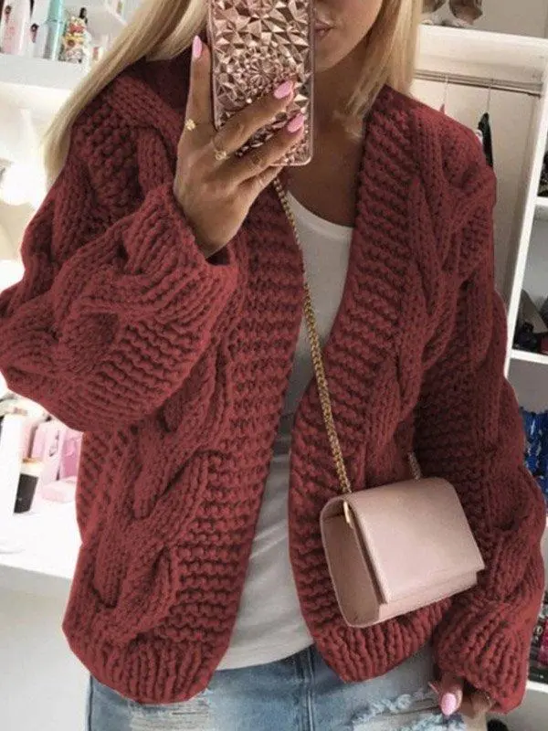 Women's Casual Spring/Fall Plain Wool/Knitting Cardigan