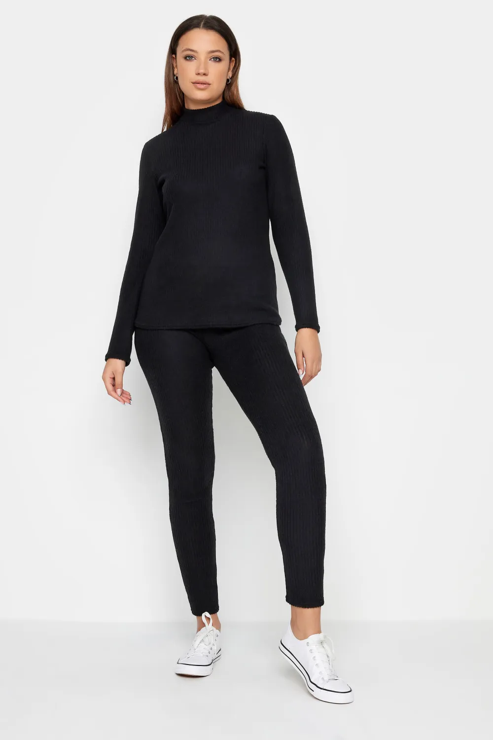 LTS Tall Black Ribbed Leggings