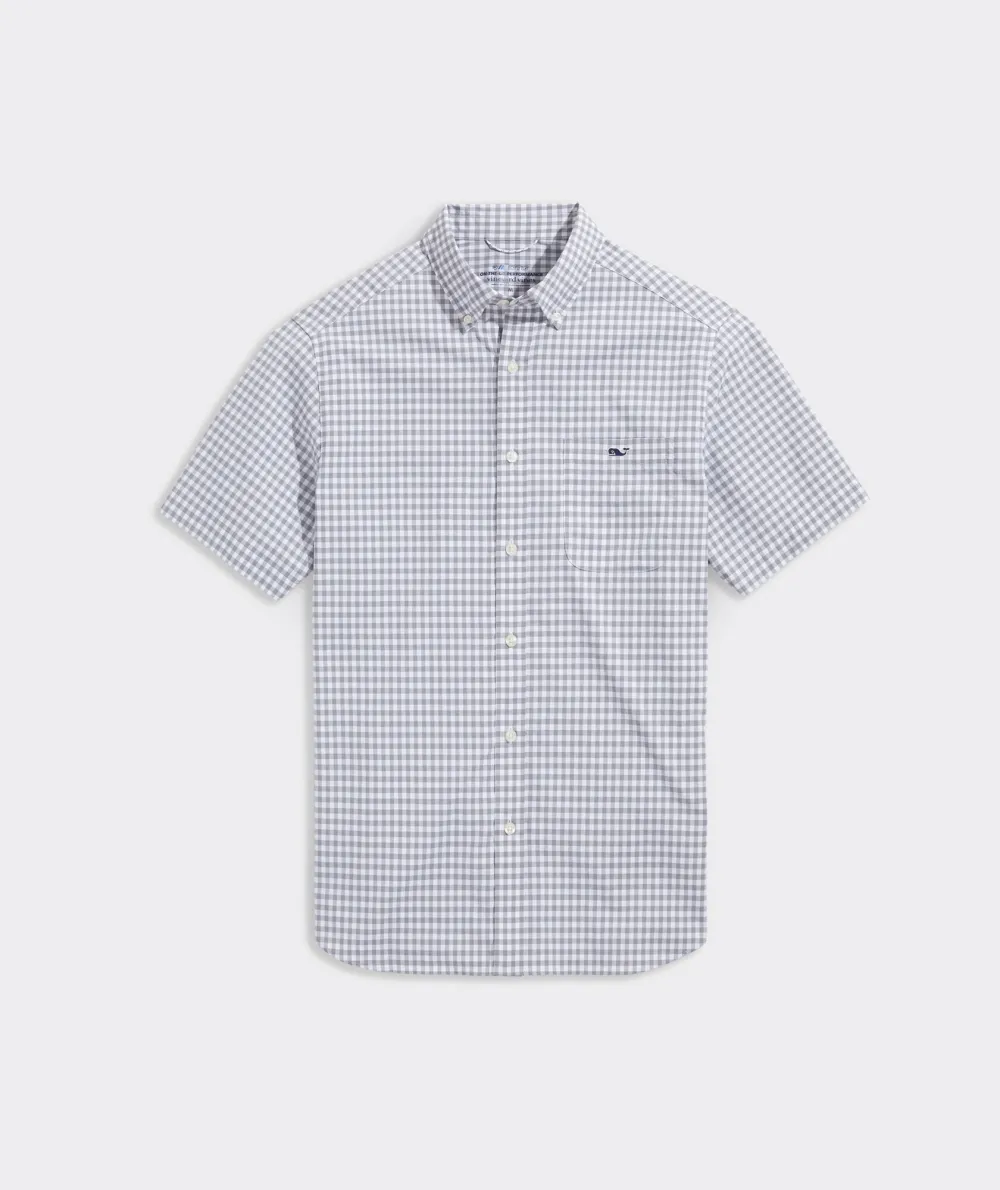 On-The-Go Nylon Short-Sleeve Gingham Shirt