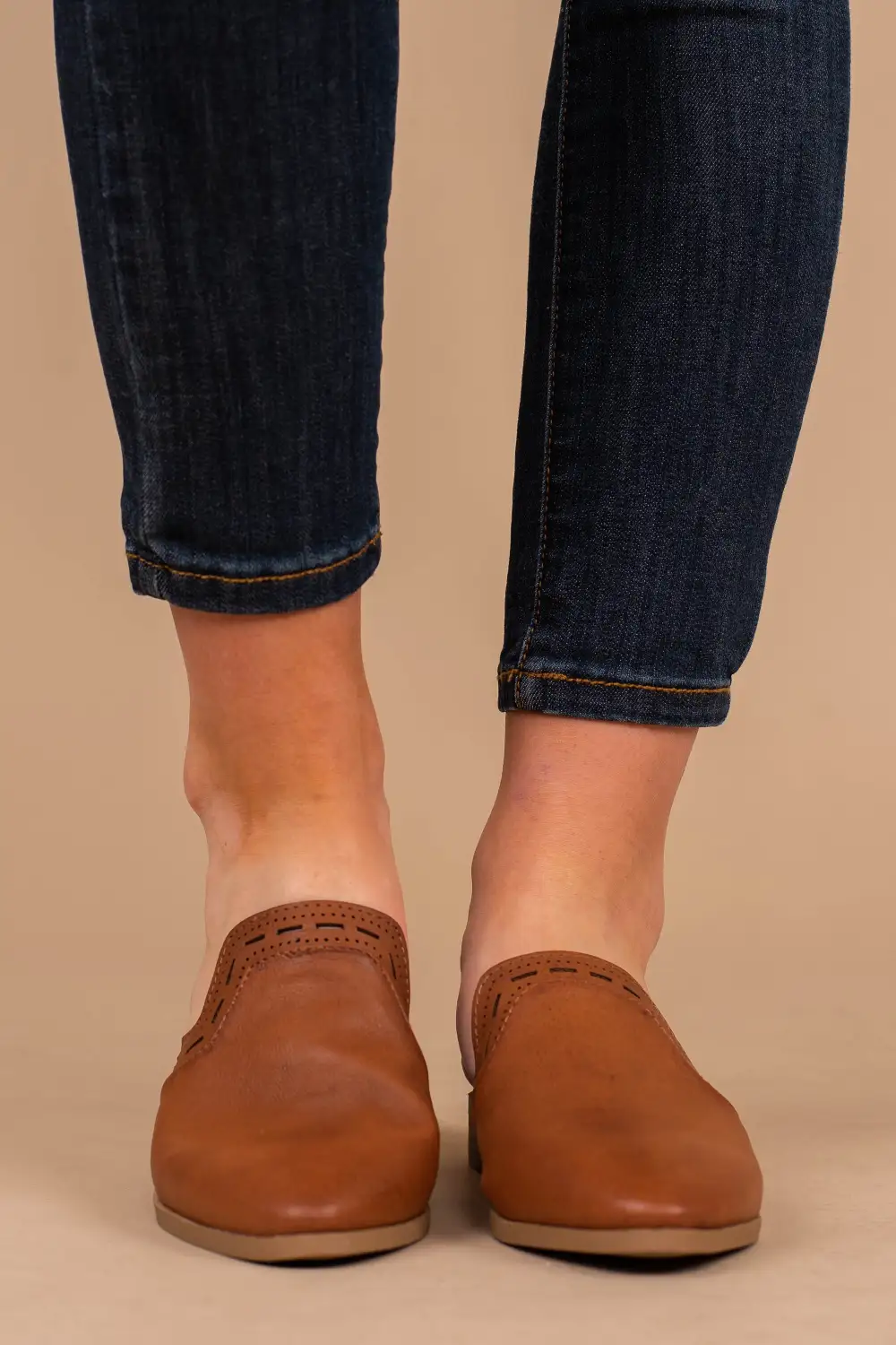 Make Your Move Cognac Brown Mule Flats