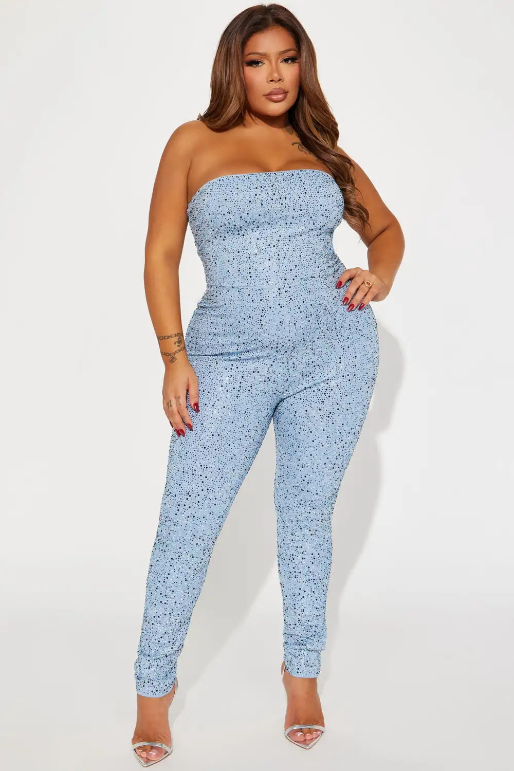 Attracted To You Embellished Jumpsuit - Light Blue