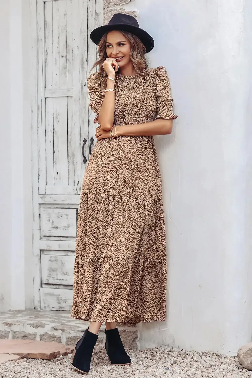 Summer Ruffle Bohemian Tiered Smocked Maxi Dress