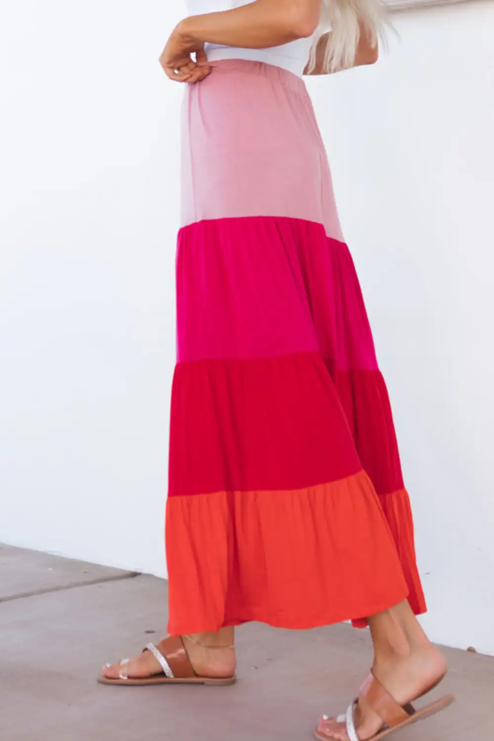 Minimal Maxi High Waist Tiered Skirt