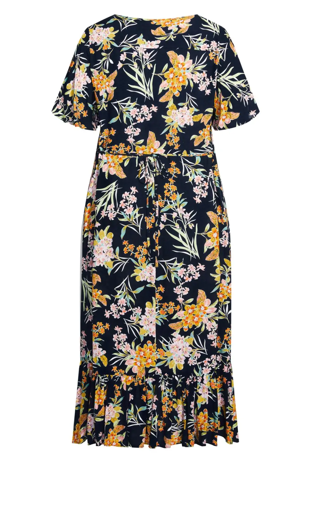 Evans Black Floral Print Button Through Midaxi Dress