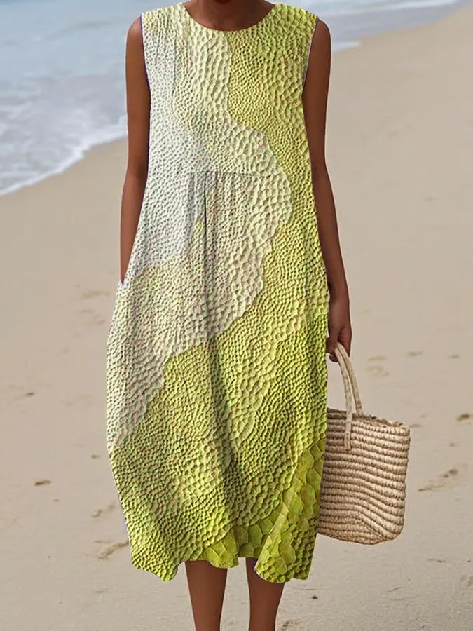 Women's Casual Printed Round Neck Sleeveless Dress