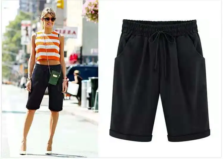 Summer Casual Solid Color Five-Part Pants For Women