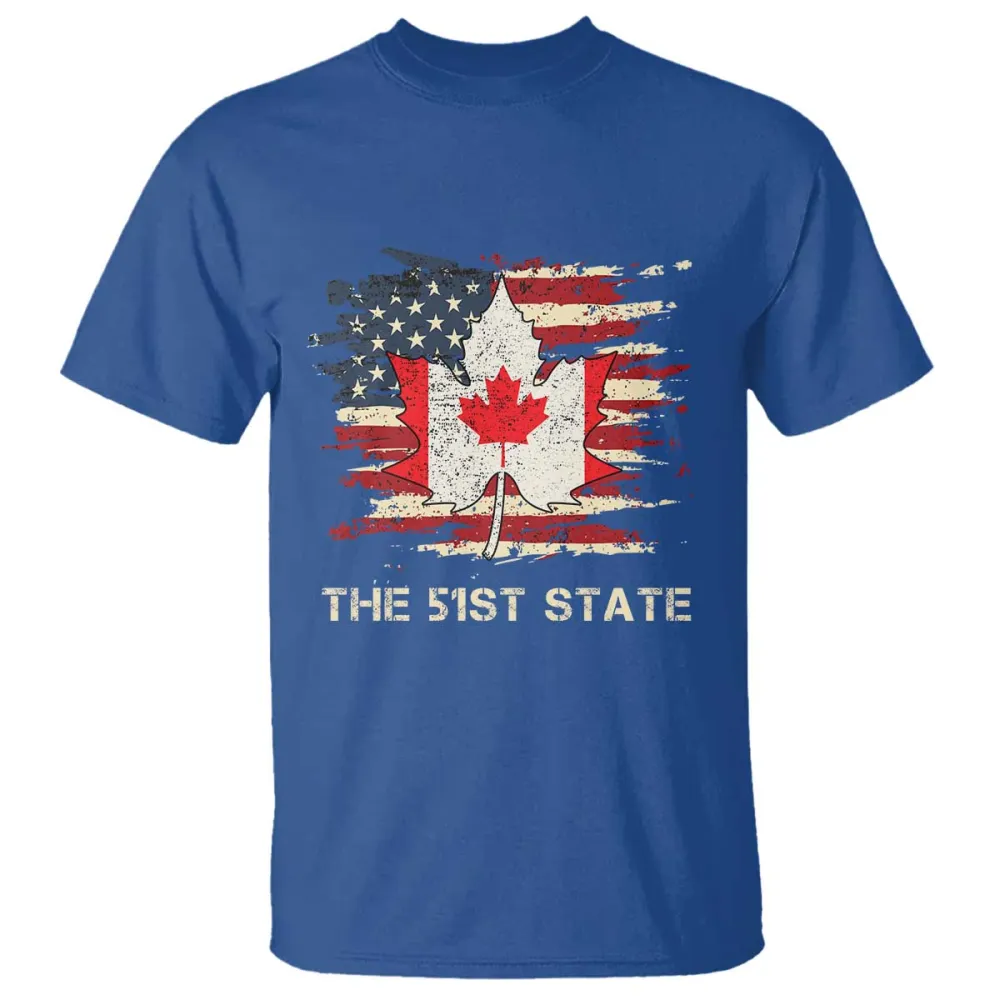 Canada The 51st State T Shirt Canadian Maple American Flag TS09