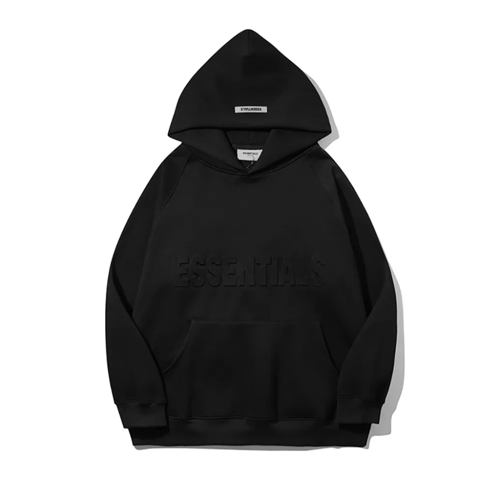 Embossed Relief Hoodie Black