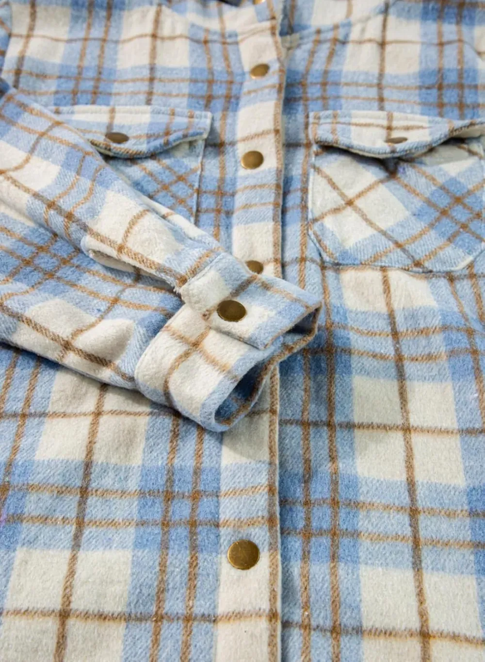 Womens Plaid Shacket Jacket Long Sleeve Button Down Fleece Hooded Jackets Warm Coat