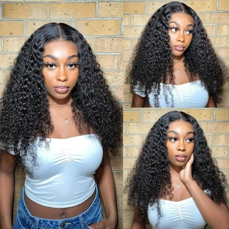 Deep Curly 4x4 Lace Closure Wig  180% Virgin Human Hair Wig