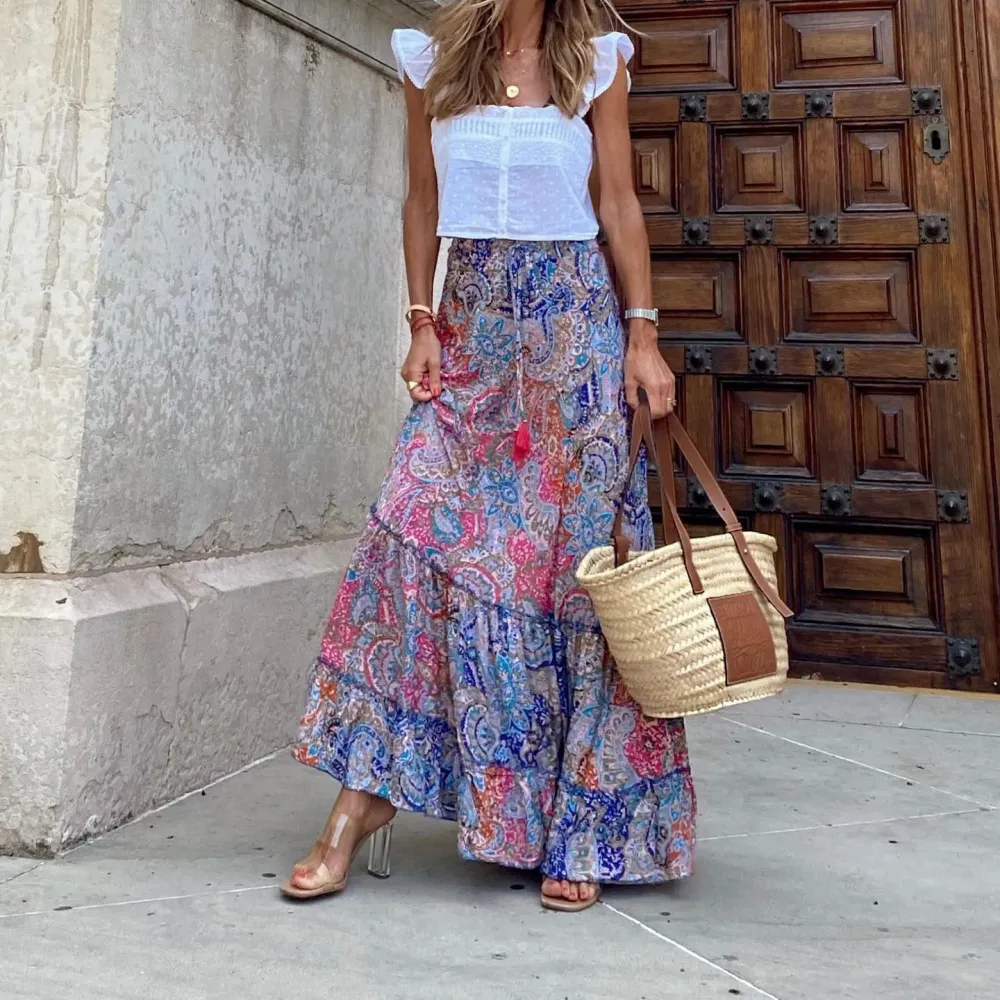 Loose Printed Long Skirt