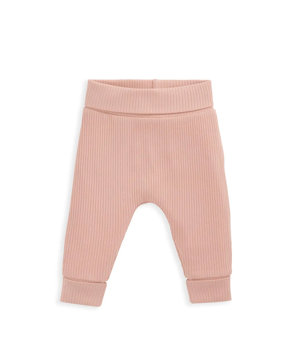 Organic Ribbed Bodysuit & Bottoms - Pink