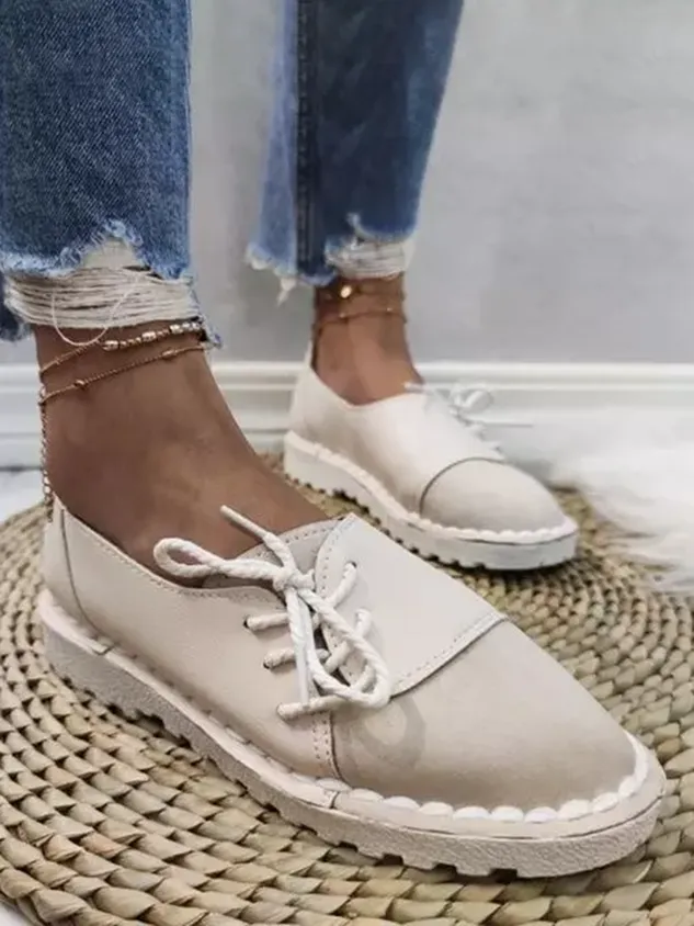 Women's Casual Vintage Round Toe Flats All Season Shoes
