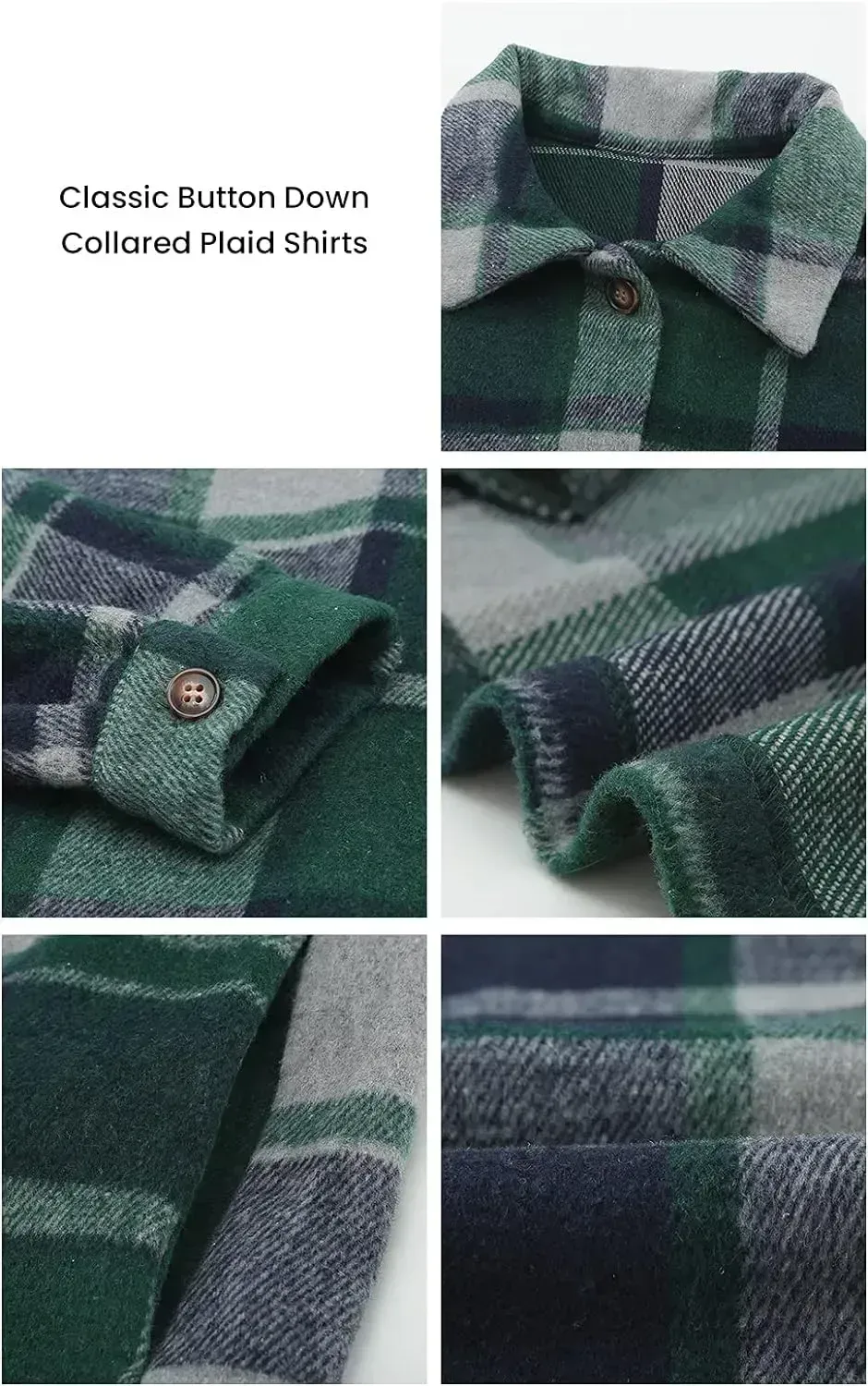 Women's 2023 Fall Clothes Plaid Shacket Jacket Long Sleeve Button Down Flannel Shirts Fashion Blouse