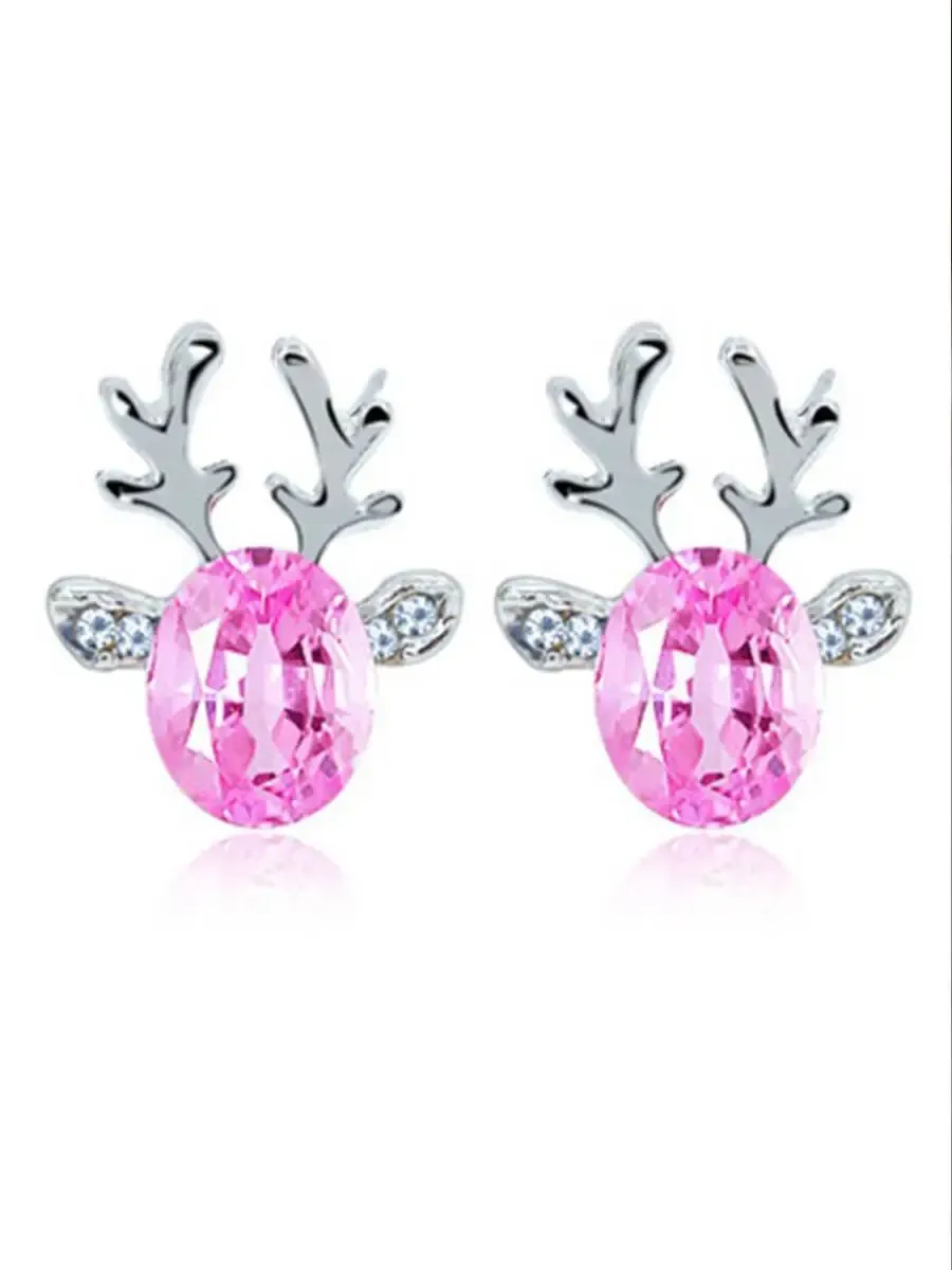 Christmas Crystal Jewel Antler Earrings