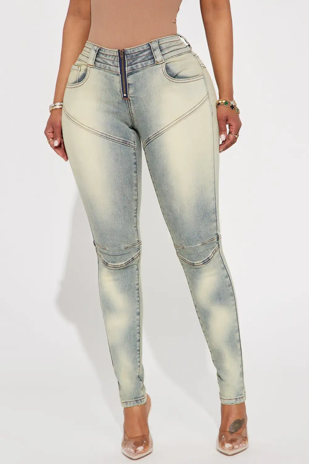 Camryn Moto Skinny Jeans - Vintage Wash