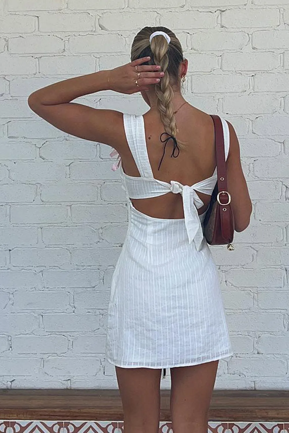 Taylor White Tie Back Mini Dress
