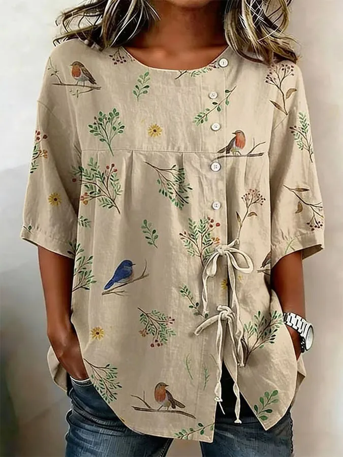 Women'S Floral Art Printed Casual Shirt