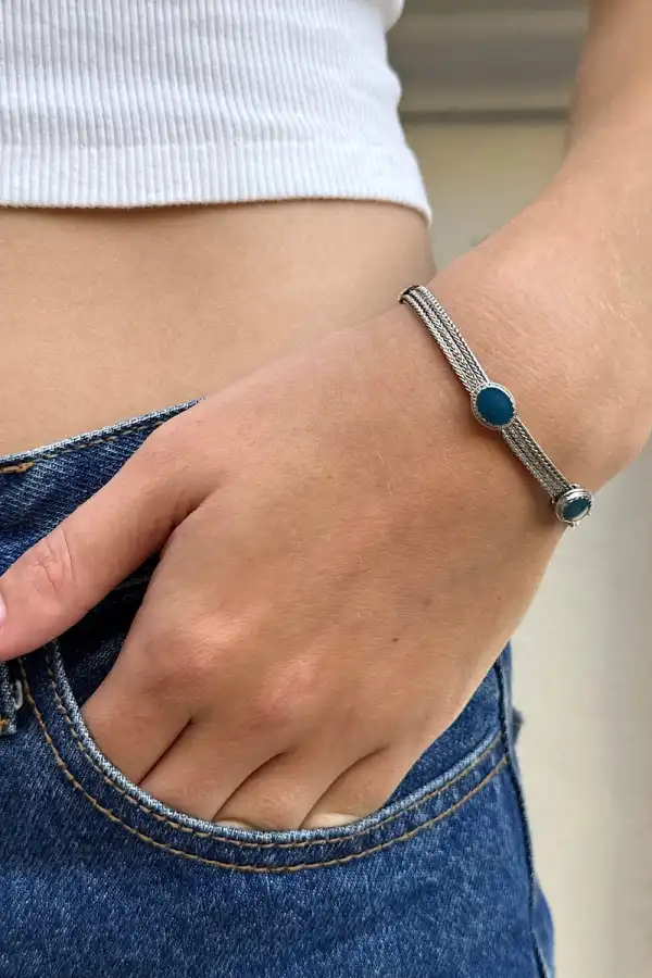 Silver Stone Chain Bracelet
