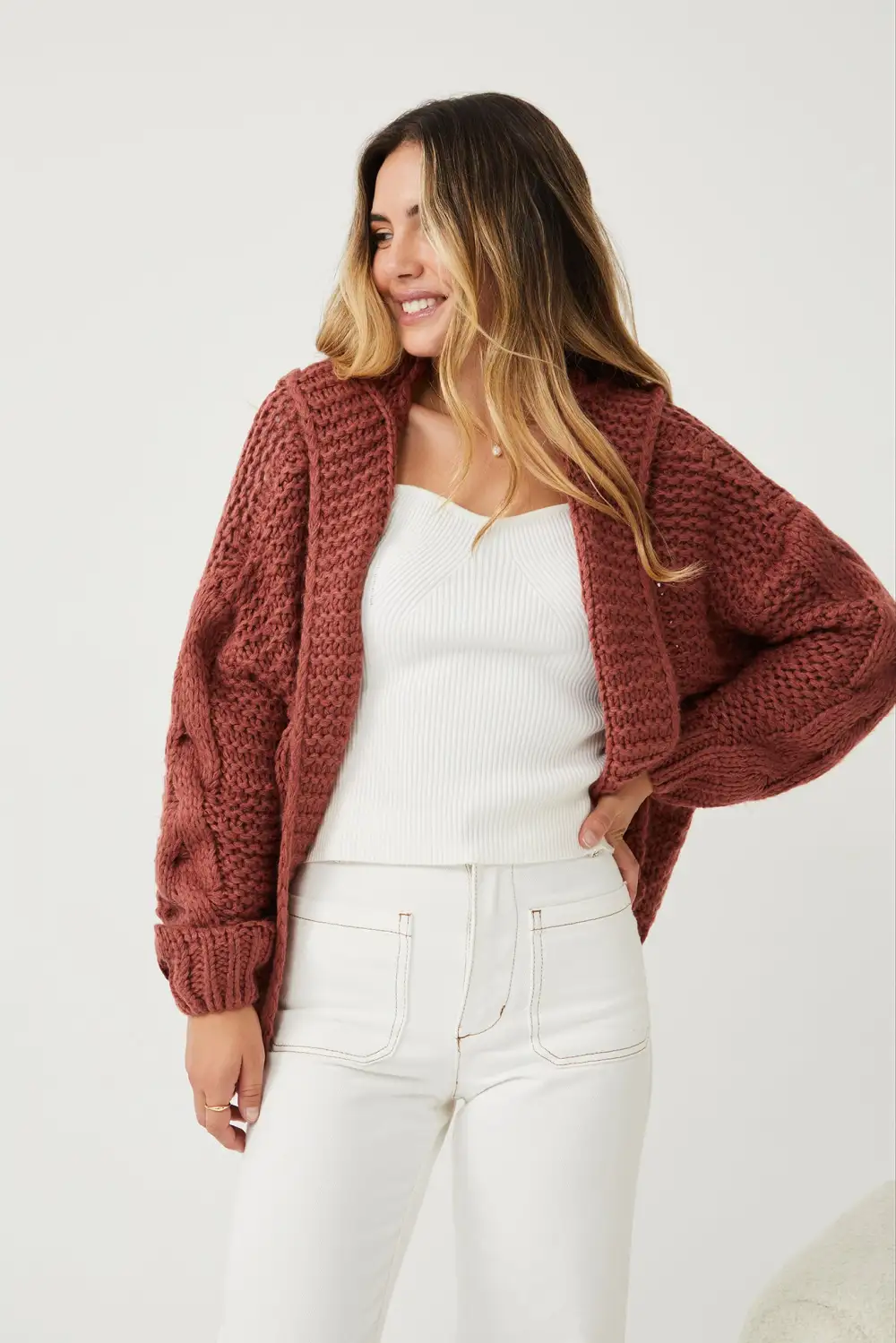 Cardigan - Dark Rust