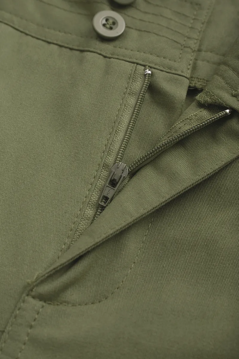 Flap Pocket Zip Detail Straight Leg Cargo Pants
