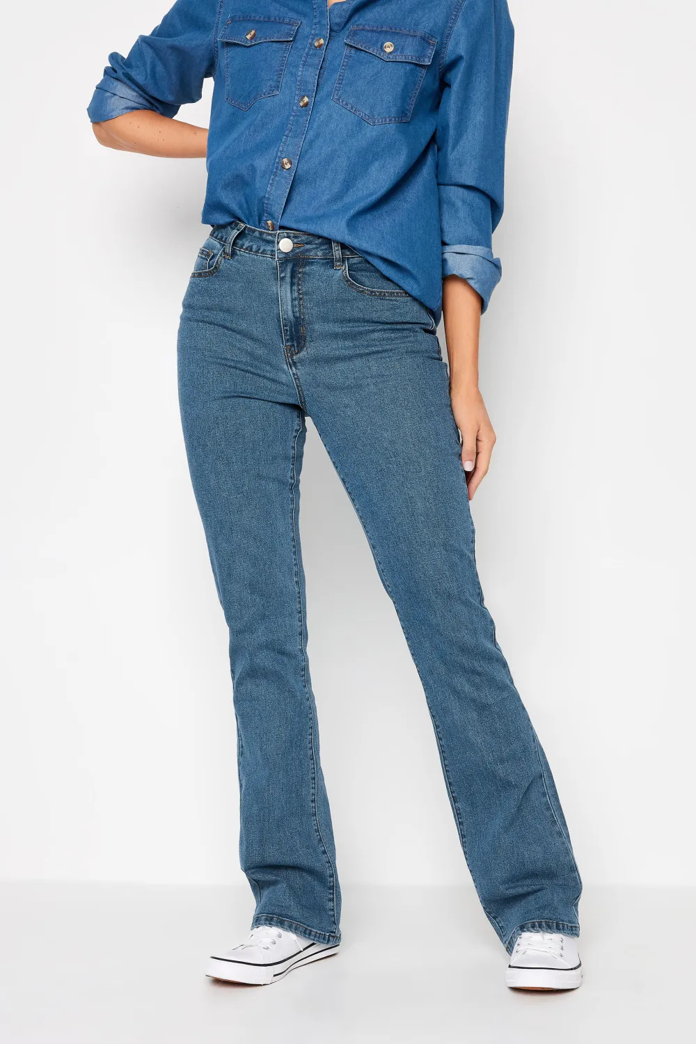 LTS Tall Blue Mid Wash RAE Stretch Bootcut Jeans
