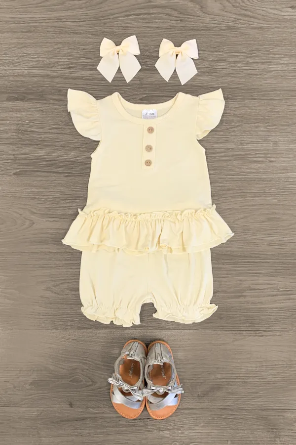 Cream Ruffle Baby Short Set
