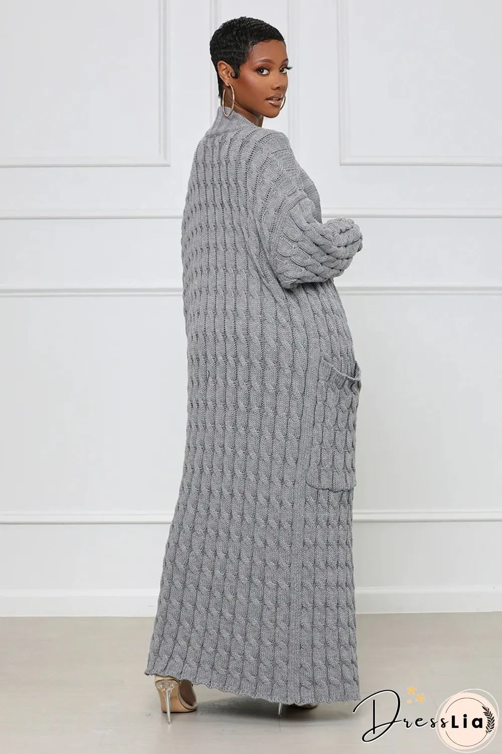 Winter Crochet Loose Long Twist Sweater Cardigan