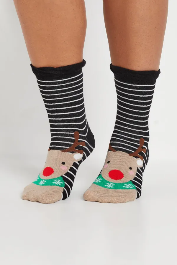 4 PACK Black Animal Christmas Novelty Socks
