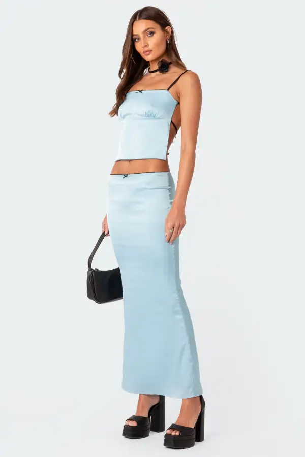 Satin Open Back Top