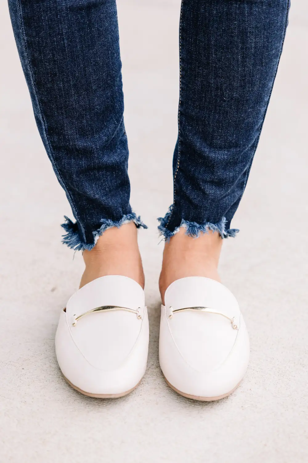 Be Your Own Boss Ivory White Flat Mules