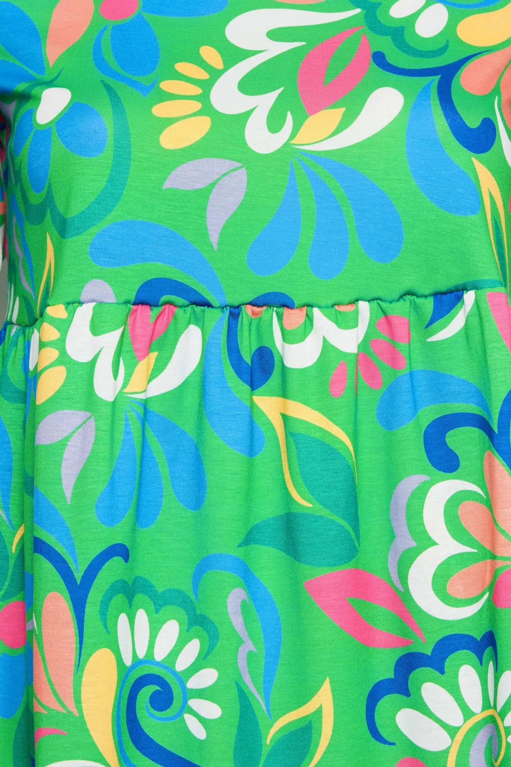 YOURS Curve Green Floral Print Smock Tunic Dress