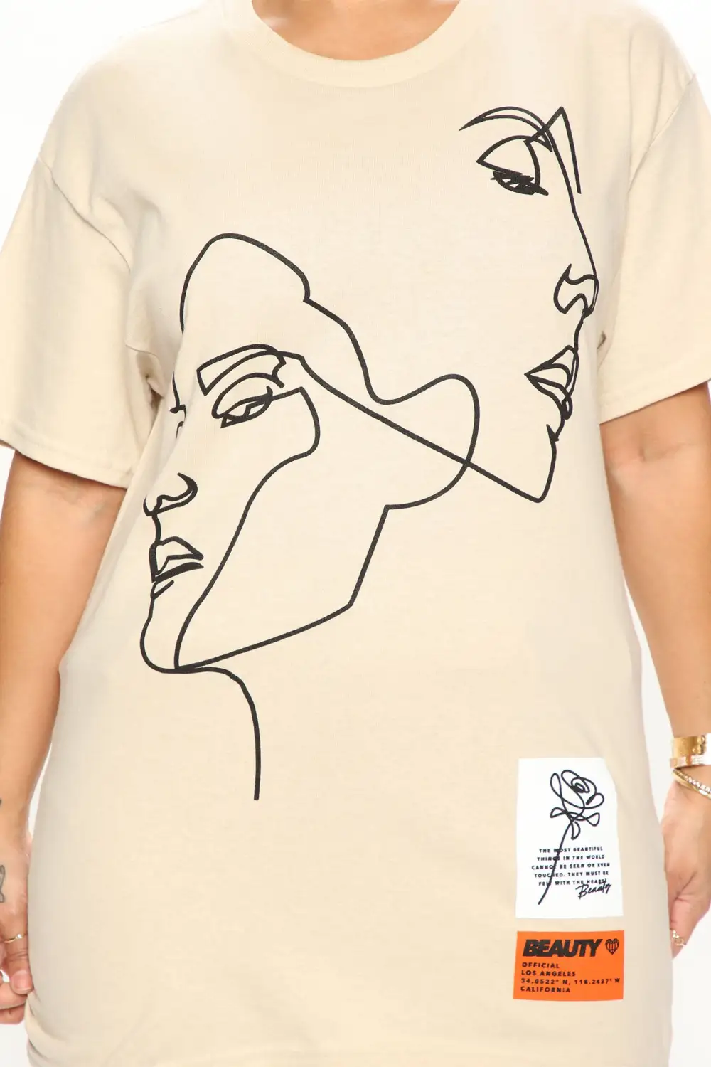 Twin Flame Graphic T-Shirt - Taupe