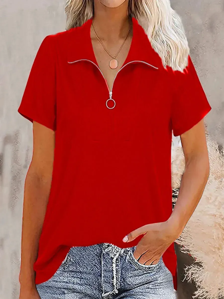 Loose Casual Solid Color Short-sleeved T-shirt