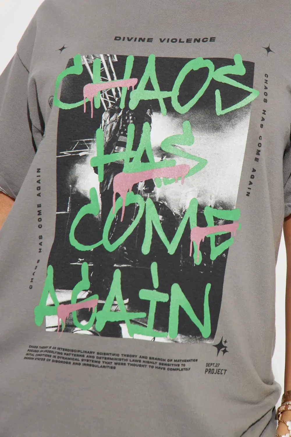 Chaos Has Come Front And Back Graphic Tee - Grey