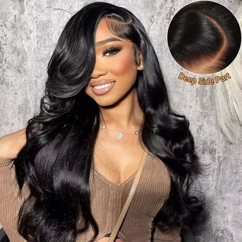 Premium Super Double Drawn Human Hair Wigs Raw Hair 13×6 Lace frontal Body Wave Wig 250% Density