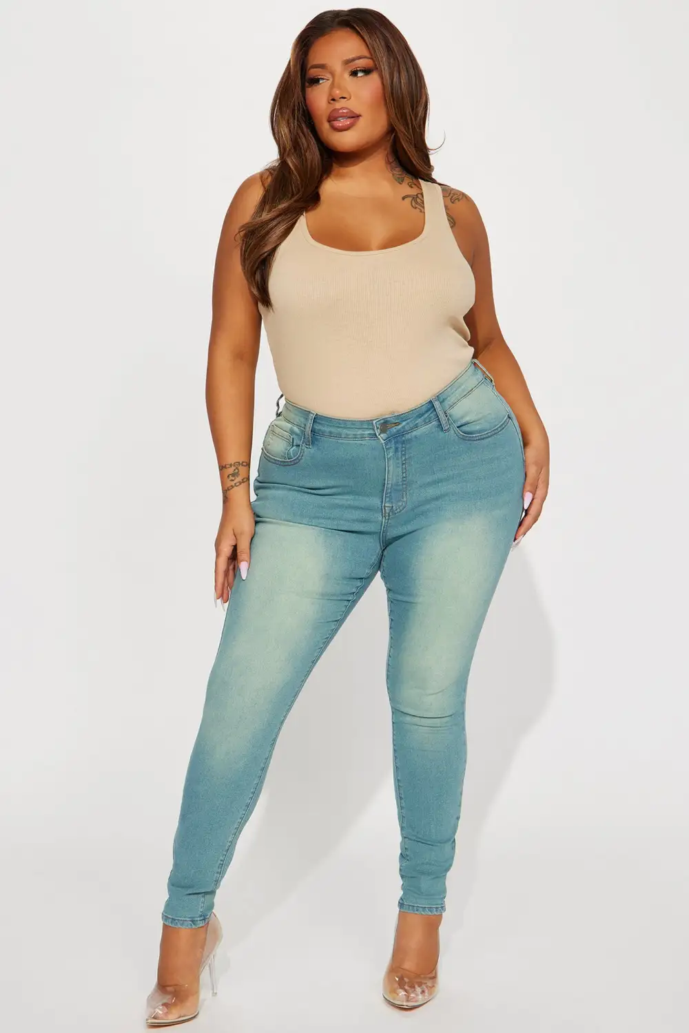 Hampton Tinted High Stretch Skinny Jeans - Medium Blue Wash