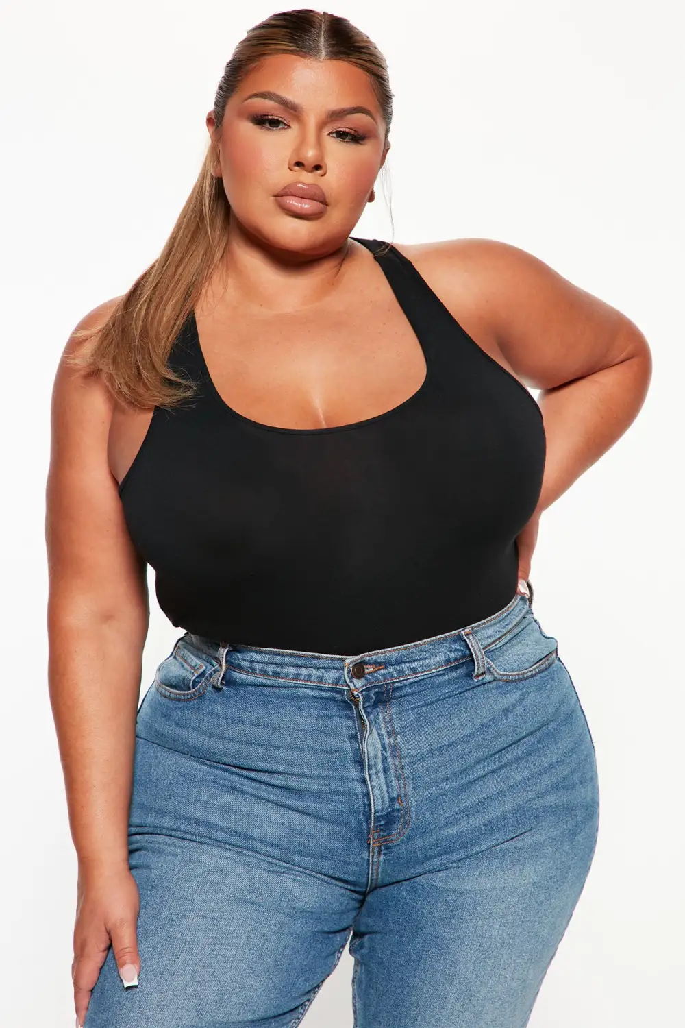 Davina Basic Tank Bodysuit - Black