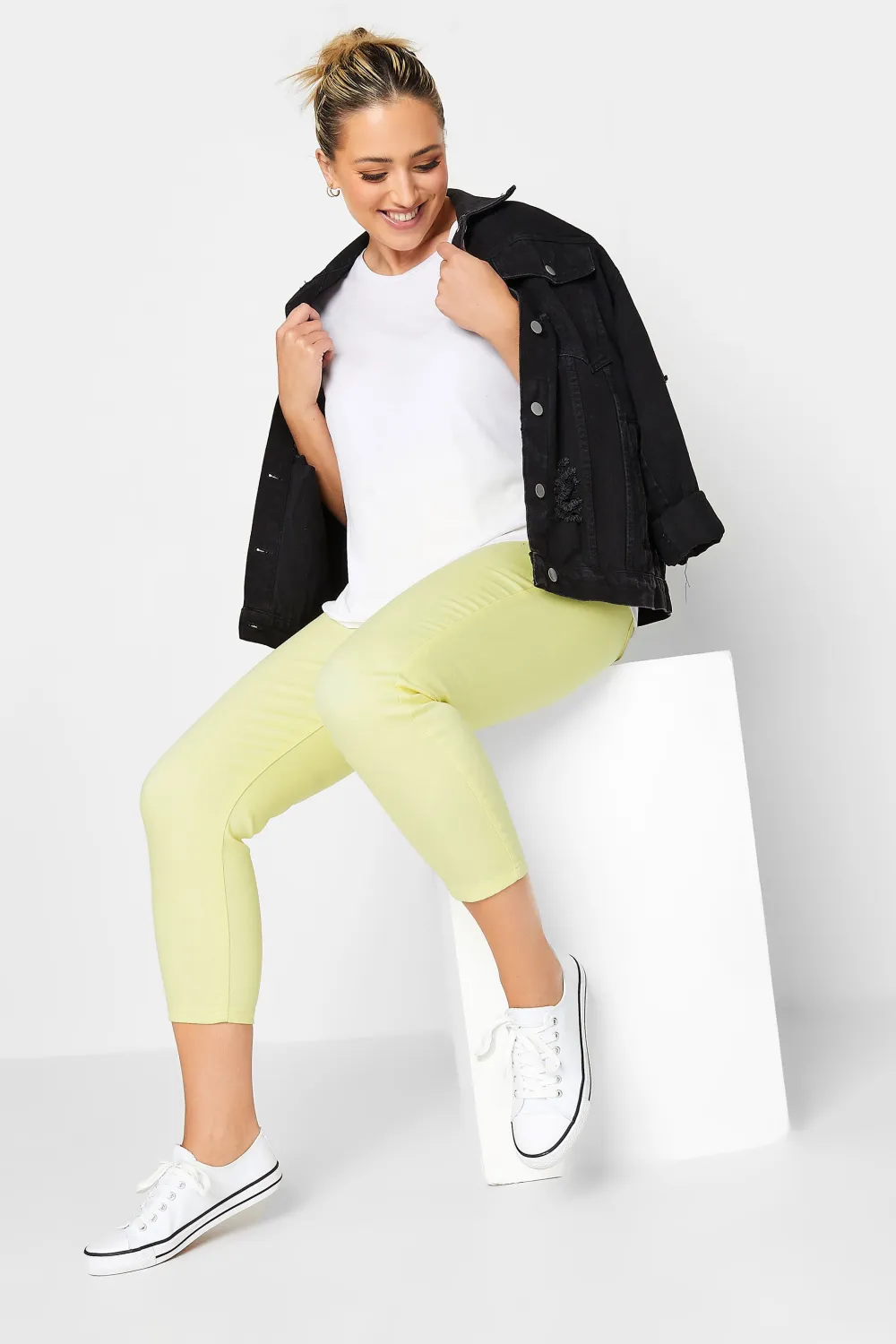 YOURS Curve Yellow Cropped Stretch GRACE Jeggings