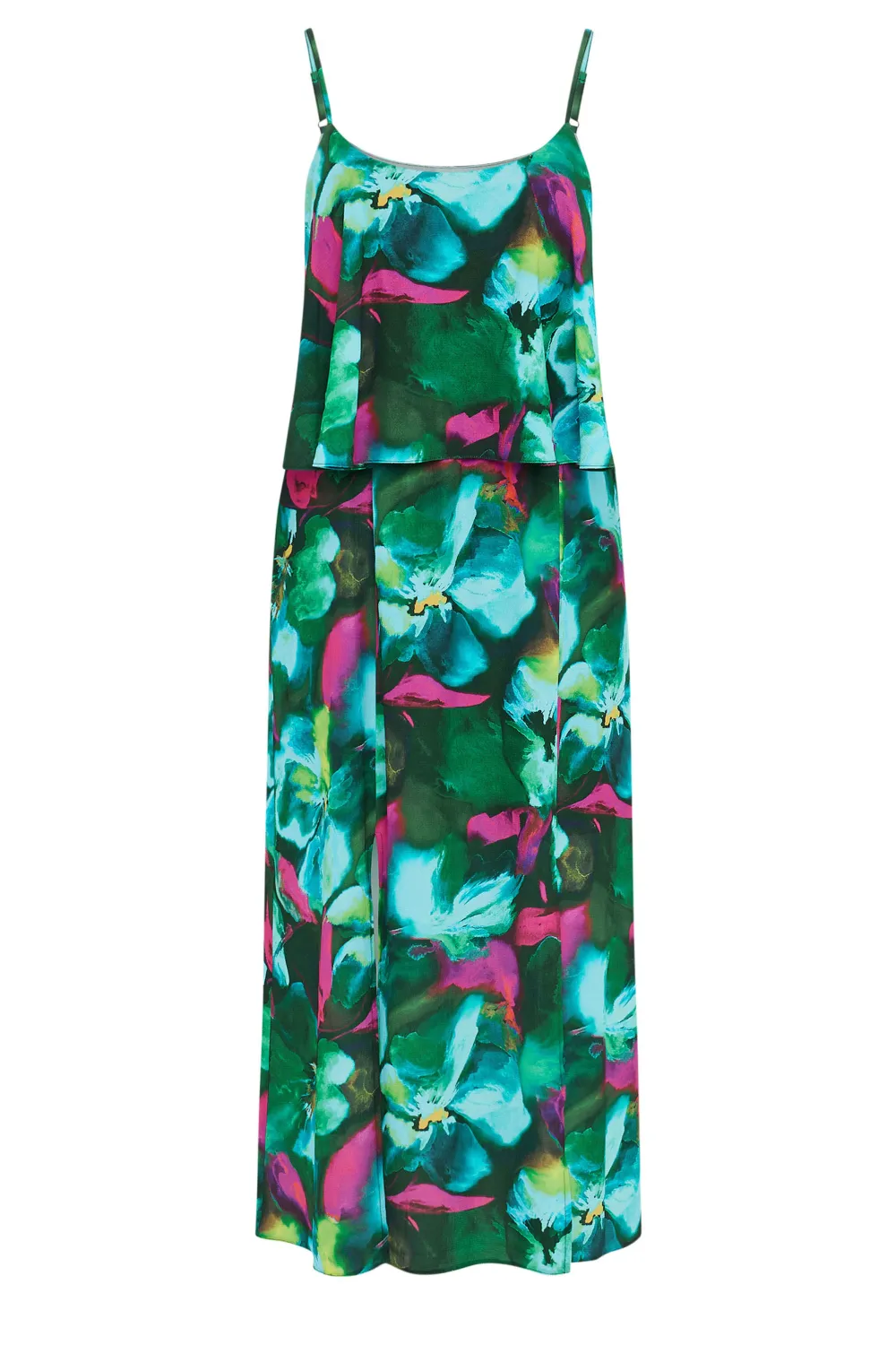 YOURS LONDON Curve Green Floral Print Overlay Maxi Dress