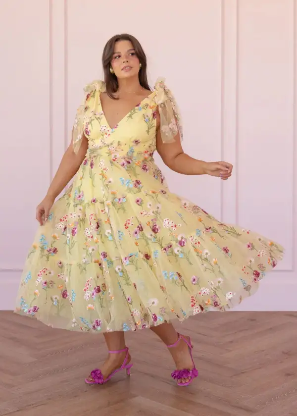 Margaret Midi Dress Yellow