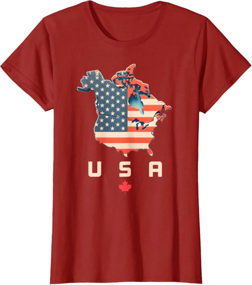 Shirt with Canada and USA map - Annex America’s 51st state! T-Shirt