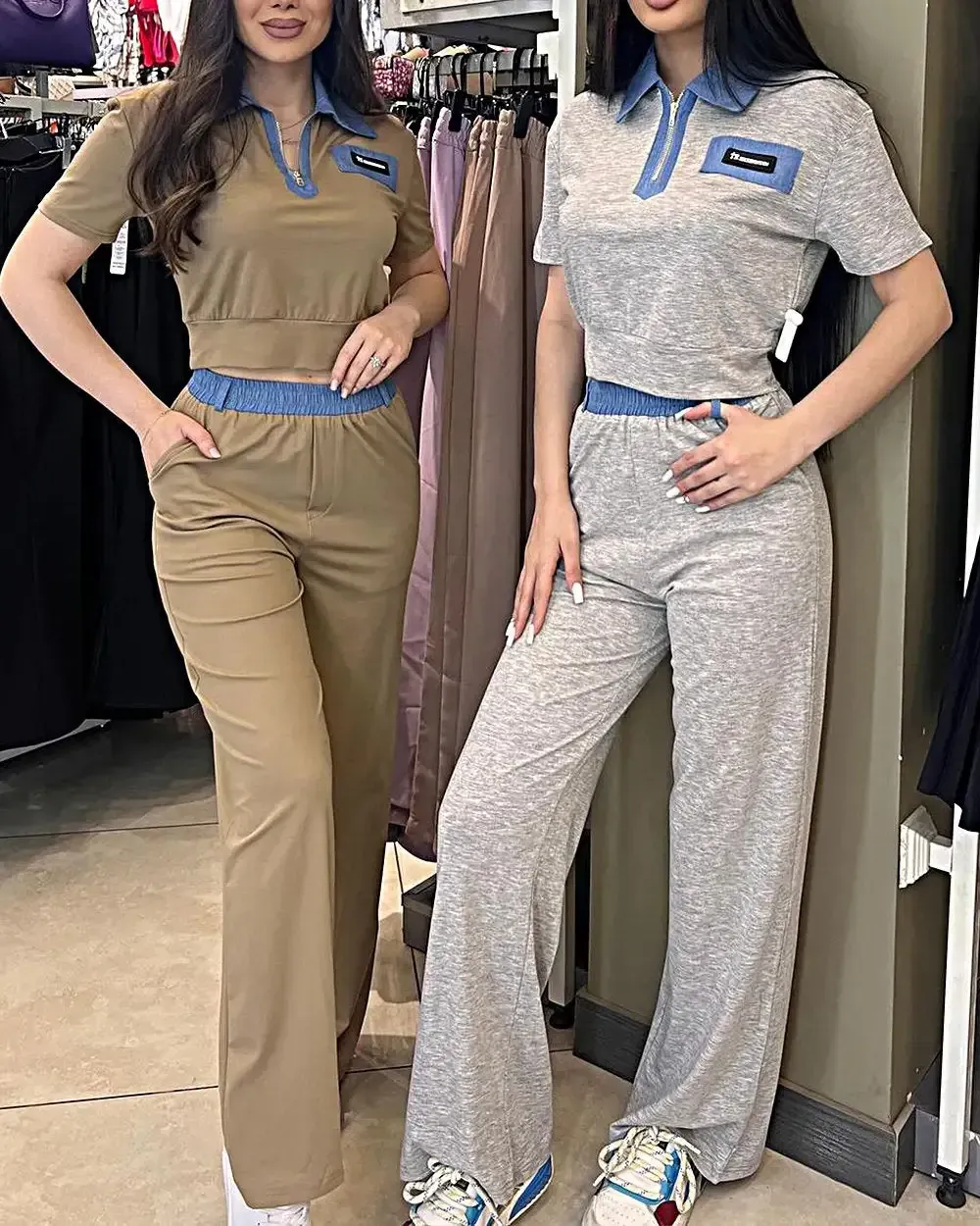 Women's Patchwork Contrasting Color Casual Suit