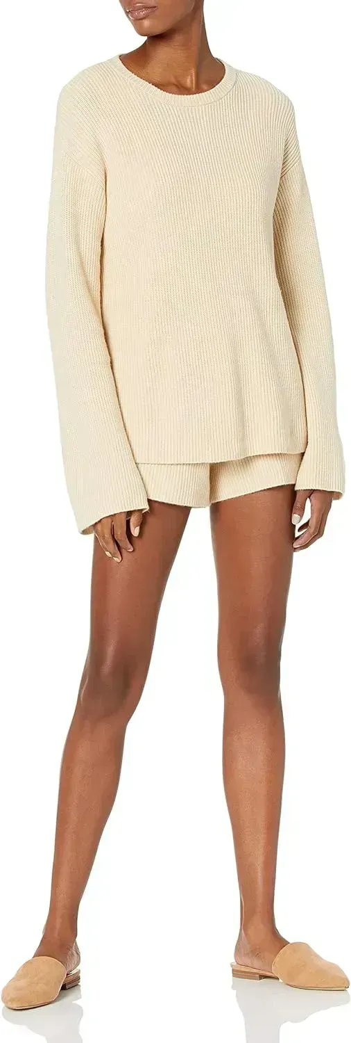 Women's Alice Crewneck Back-Slit Ribbed Pullover Sweater