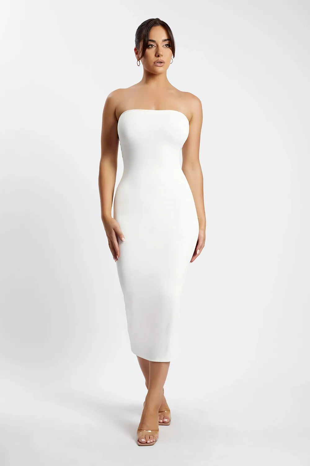 Strapless Midi Dress - White