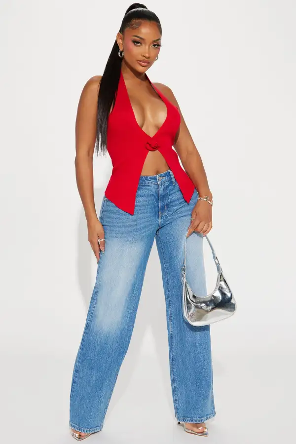 Rosalia Sweater Top - Red