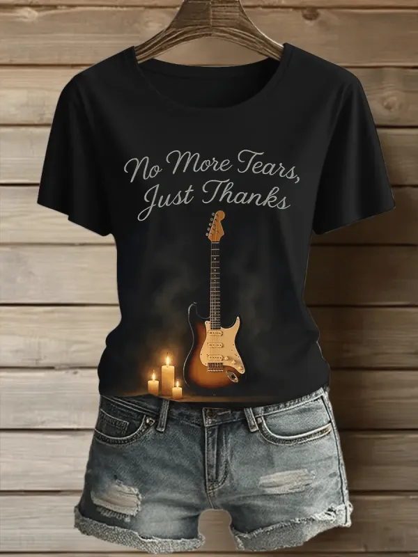 Women's Music Lover Printed Short-Sleeved T-Shirt