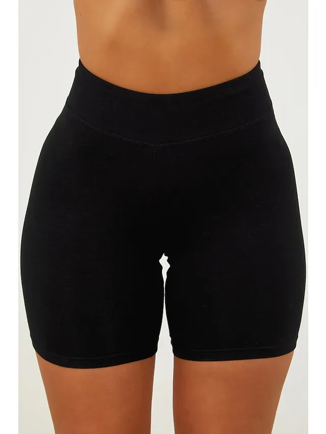 Women's Shorts Leggings Biker Shorts Short Stretchy Mid Waist Workout Daily Weekend Black White S M Spring & Summer
